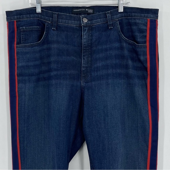 Veronica Beard Carolyn High-Rise Baby Boot Crop Tuxedo Stripe Jeans Plus Size 22 - Picture 5 of 11